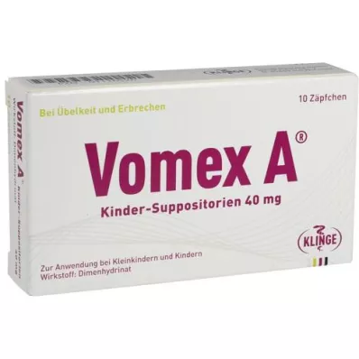 VOMEX A Børnestikpiller 40 mg, 10 stk