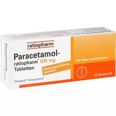 PARACETAMOL-ratiopharm 500 mg tabletter, 20 stk PARACETAMOL-ratiopharm 500 mg tabletter, 20 stk
