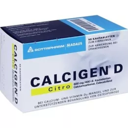 CALCIGEN D Citro 600 mg/400 IE tyggetabletter, 50 stk