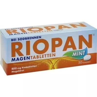 RIOPAN Mavetabletter Mint 800 mg tyggetabletter, 50 stk