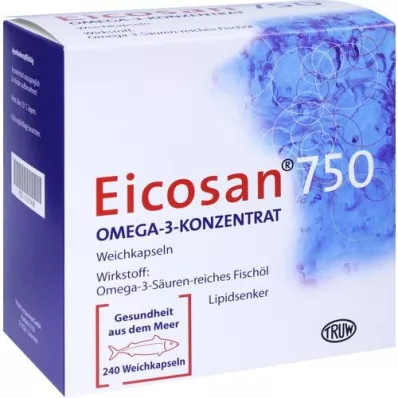 EICOSAN 750 Omega-3 koncentrat bløde kapsler, 240 stk
