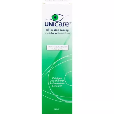 UNICARE Alt-i-én løsning til alle hårde kontaktlinser, 240 ml