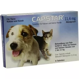 CAPSTAR 11,4 mg tabletter til katte/små hunde, 6 stk