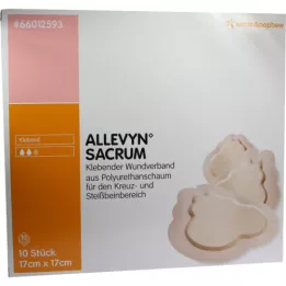 ALLEVYN Sacrum lille 17x17 cm selvklæbende sårbandage, 10 stk