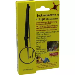 ZECKENPINZETTE Kirurgisk stål med forstørrelsesglas, 1 stk