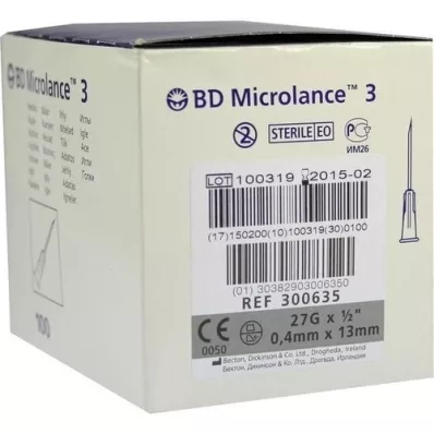 BD MICROLANCE 3 specialkanyler 27 G 1/2 0,4x13 mm, 100 stk