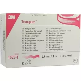 TRANSPORE 2,5 cmx9,1 m gips, 12 stk