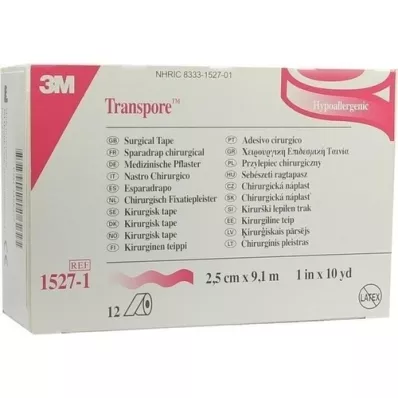 TRANSPORE 2,5 cmx9,1 m gips, 12 stk
