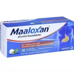 MAALOXAN 25 mVal tyggetabletter, 50 stk