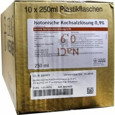 ISOTONISCHE Saltvandsopløsning 0,9% plastik inf. opløsning, 10x250 ml ISOTONISCHE Saltvandsopløsning 0,9% plastik inf. opløsning, 10x250 ml