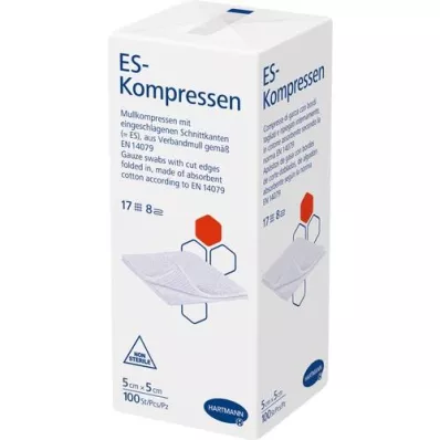 ES-KOMPRESSEN usteril 5x5 cm 8-fold, 100 stk