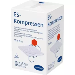 ES-KOMPRESSEN ikke-steril 7,5x7,5 cm 8-fold, 100 stk
