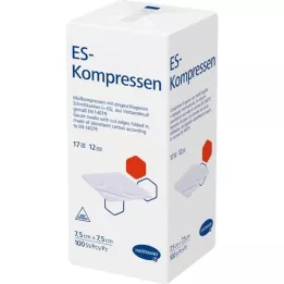 ES-KOMPRESSEN ikke-steril 7,5x7,5 cm 12-fold, 100 stk