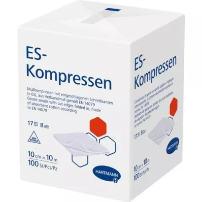 ES-KOMPRESSEN usteril 10x10 cm 8-fold, 100 stk