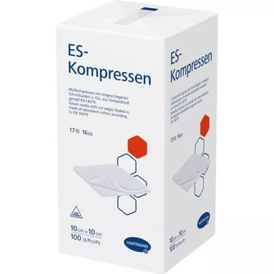 ES-KOMPRESSEN usteril 10x10 cm 16-fold, 100 stk