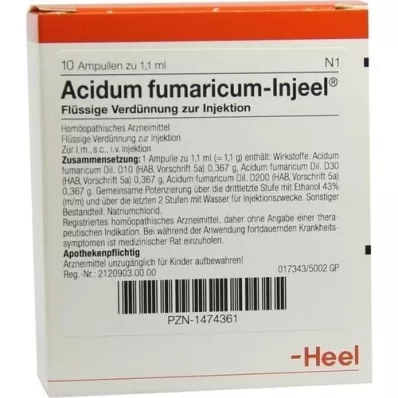ACIDUM FUMARICUM INJEEL Ampuller, 10 stk
