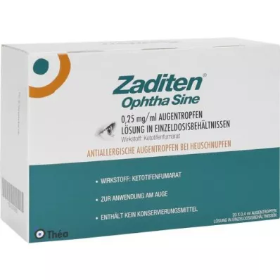 ZADITEN ophtha sine 0,25 mg/ml øjendråber enkeltdosis, 20 stk