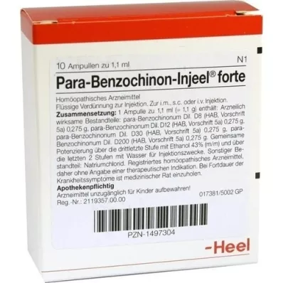 PARA BENZOCHINON Injeel forte ampuller, 10 stk