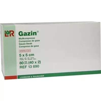 GAZIN Gaze komp.5x5 cm steril 12-fold, 40x2 stk GAZIN Gaze komp.5x5 cm steril 12-fold, 40x2 stk