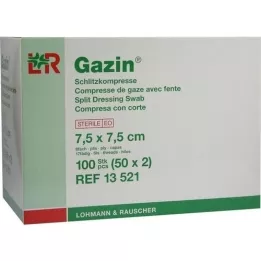 GAZIN Slidskompresser 7,5x7,5 cm steril 8-fold, 50x2 stk