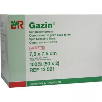 GAZIN Slidskompresser 7,5x7,5 cm steril 8-fold, 50x2 stk