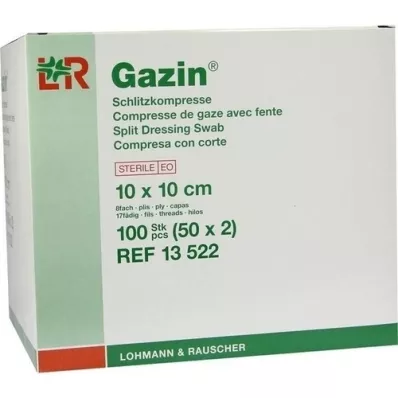 GAZIN Slidskompresser 10x10 cm steril 8-fold, 50x2 stk