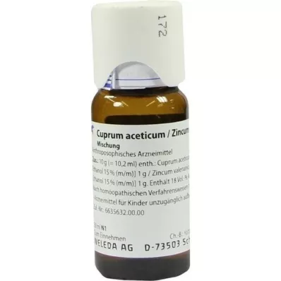 CUPRUM ACETICUM/Zincum valerianicum blanding, 50 ml CUPRUM ACETICUM/Zincum valerianicum blanding, 50 ml