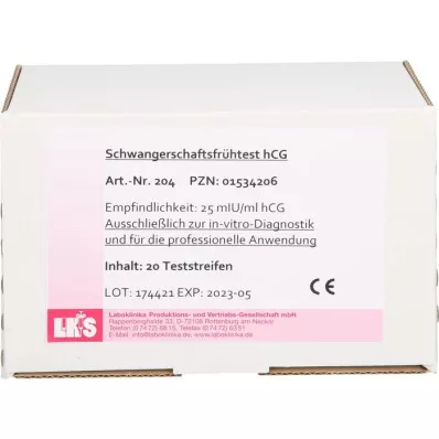 SCHWANGERSCHAFTS-FRÜHTEST hCG teststrimler urin, 20 stk SCHWANGERSCHAFTS-FRÜHTEST hCG teststrimler urin, 20 stk