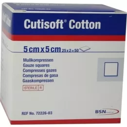 CUTISOFT Bomuldskompr.5x5 cm steril, 25X2 stk