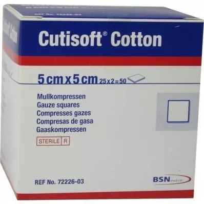 CUTISOFT Bomuldskompr.5x5 cm steril, 25X2 stk