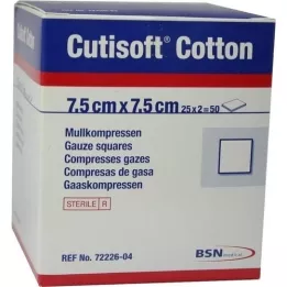 CUTISOFT Bomuldskompr.7,5x7,5 cm steril, 25X2 stk