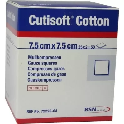 CUTISOFT Bomuldskompr.7,5x7,5 cm steril, 25X2 stk
