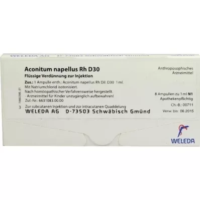 ACONITUM NAPELLUS Rh D 30 ampuller, 8X1 ml