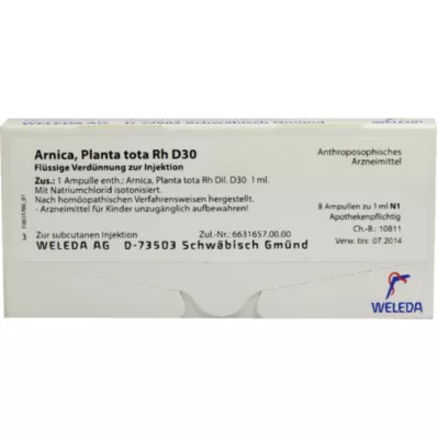 ARNICA PLANTA tota Rh D 30 ampuller, 8X1 ml ARNICA PLANTA tota Rh D 30 ampuller, 8X1 ml