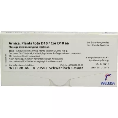 ARNICA PLANTA tota D 10/Cor D 10 aa ampuller, 8X1 ml