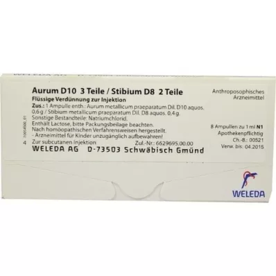 AURUM D 10/Stibium D 8 ampuller, 8X1 ml