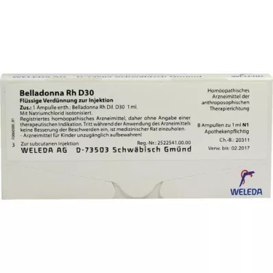 BELLADONNA RH D 30 ampuller, 8X1 ml