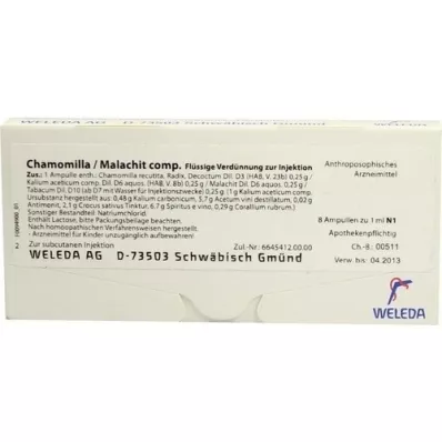 CHAMOMILLA/MALACHIT komp. ampuller, 8x1 ml