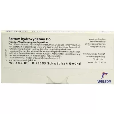 FERRUM HYDROXYDATUM D 6 ampuller, 8X1 ml