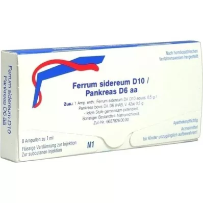 FERRUM SIDEREUM D 10/Bugspytkirtel D 6 aa ampuller, 8X1 ml