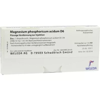 MAGNESIUM PHOSPHORICUM ACIDUM D 6 ampuller, 8X1 ml