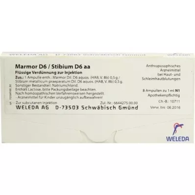 MARMOR D 6/Stibium D 6 aa ampuller, 8X1 ml