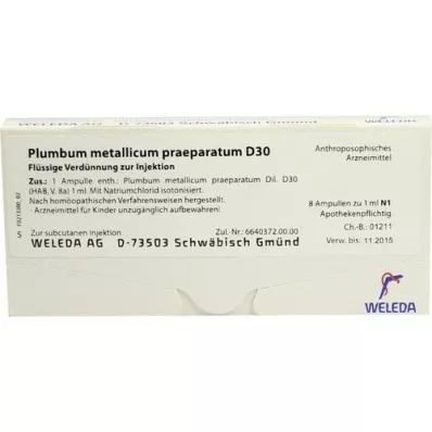 PLUMBUM METALLICUM praep.D 30 ampuller, 8X1 ml