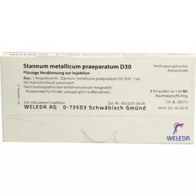 STANNUM METALLICUM praeparatum D 30 ampuller, 8X1 ml