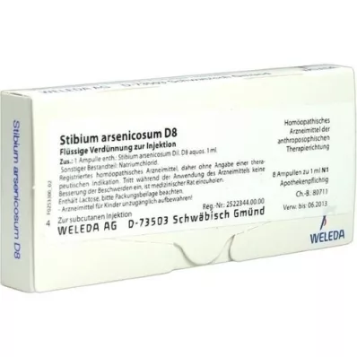 STIBIUM ARSENICOSUM D 8 ampuller, 8X1 ml
