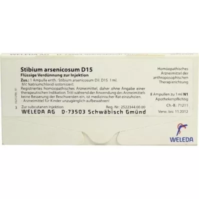 STIBIUM ARSENICOSUM D 15 ampuller, 8X1 ml