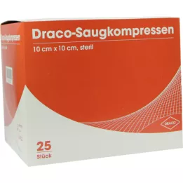 SAUGKOMPRESSEN steril 10x10 cm Draco, 25 stk