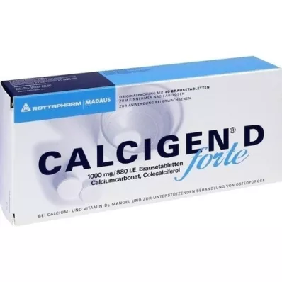 CALCIGEN D forte 1000 mg/880 IE brusetabletter, 40 stk CALCIGEN D forte 1000 mg/880 IE brusetabletter, 40 stk