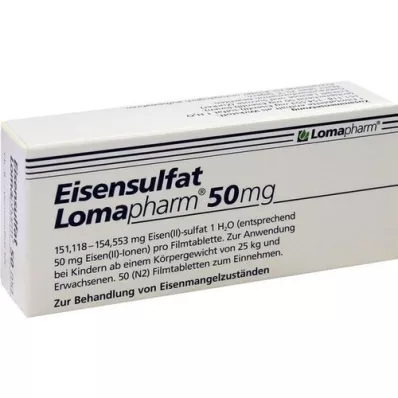 EISENSULFAT Lomapharm 50 mg filmovertrukne tabletter, 50 stk