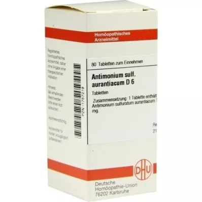 ANTIMONIUM SULFURATUM aurantiacum D 6 tabletter, 80 stk
